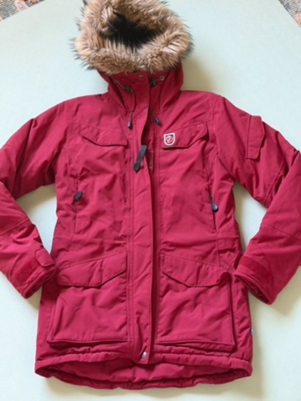 Fjallraven Nuuk Yupik Parka XXS Red Oak Fur Hood Winter Coat - Picture 2 of 16